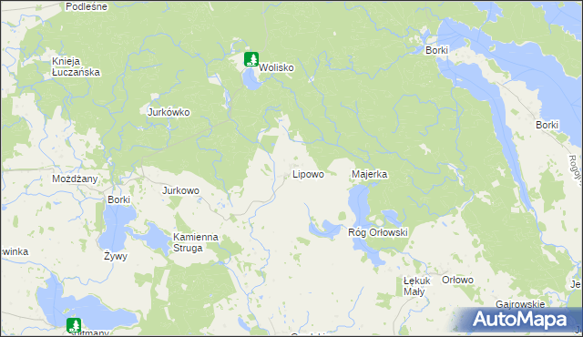 mapa Lipowo gmina Kruklanki, Lipowo gmina Kruklanki na mapie Targeo