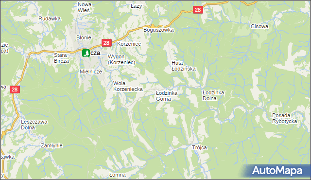 mapa Łodzinka Górna, Łodzinka Górna na mapie Targeo