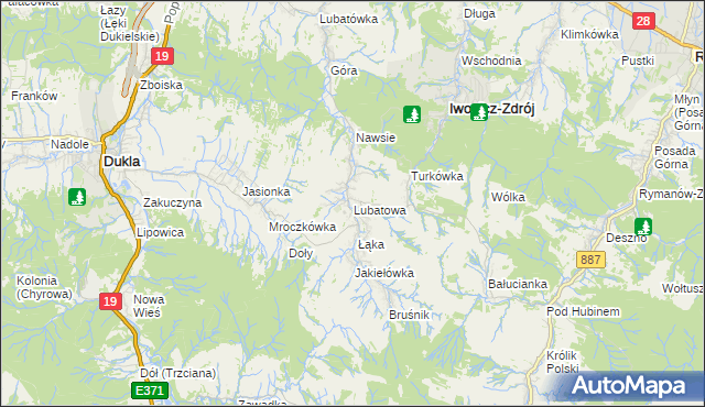 mapa Lubatowa, Lubatowa na mapie Targeo