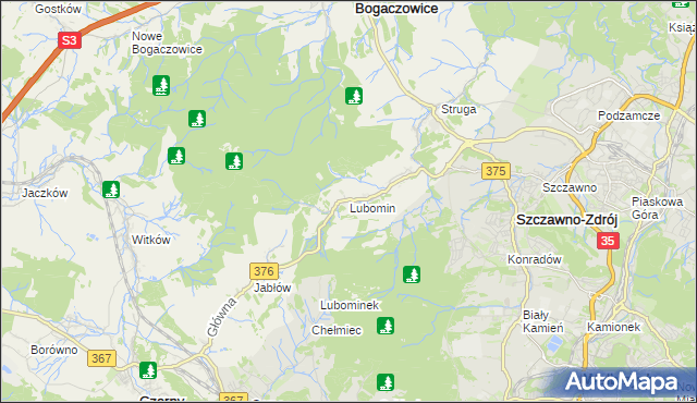 mapa Lubomin gmina Stare Bogaczowice, Lubomin gmina Stare Bogaczowice na mapie Targeo