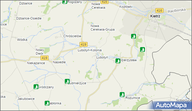 mapa Lubotyń gmina Kietrz, Lubotyń gmina Kietrz na mapie Targeo