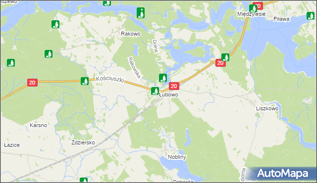 mapa Łubowo gmina Borne Sulinowo, Łubowo gmina Borne Sulinowo na mapie Targeo