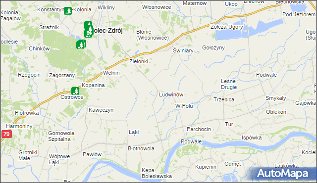 mapa Ludwinów gmina Solec-Zdrój, Ludwinów gmina Solec-Zdrój na mapie Targeo