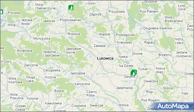 mapa Łukowica, Łukowica na mapie Targeo