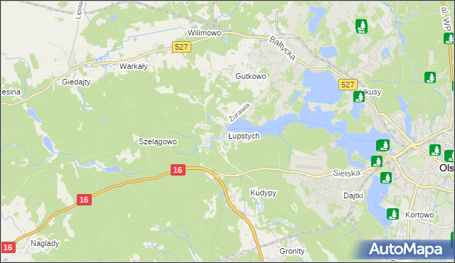 mapa Łupstych, Łupstych na mapie Targeo