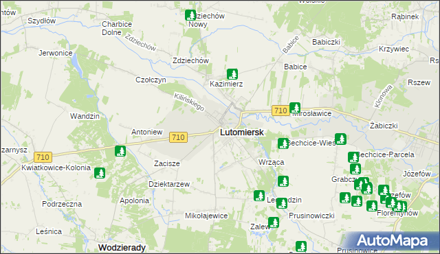 mapa Lutomiersk, Lutomiersk na mapie Targeo