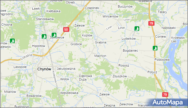 mapa Machcin gmina Chynów, Machcin gmina Chynów na mapie Targeo