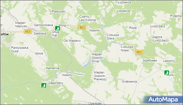 mapa Majdan Sopocki Drugi, Majdan Sopocki Drugi na mapie Targeo