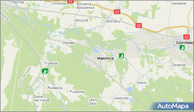 mapa Małomice, Małomice na mapie Targeo