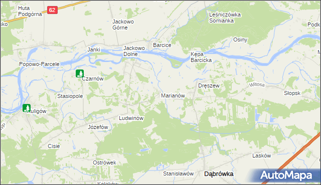 mapa Marianów gmina Dąbrówka, Marianów gmina Dąbrówka na mapie Targeo