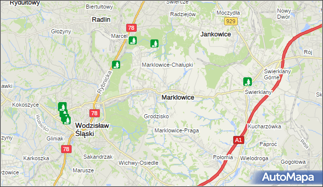 mapa Marklowice, Marklowice na mapie Targeo