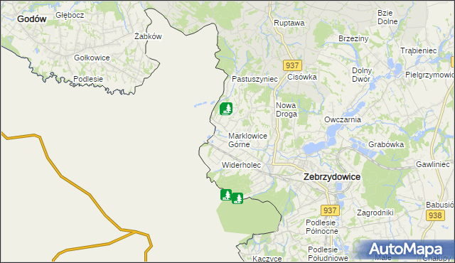 mapa Marklowice Górne, Marklowice Górne na mapie Targeo