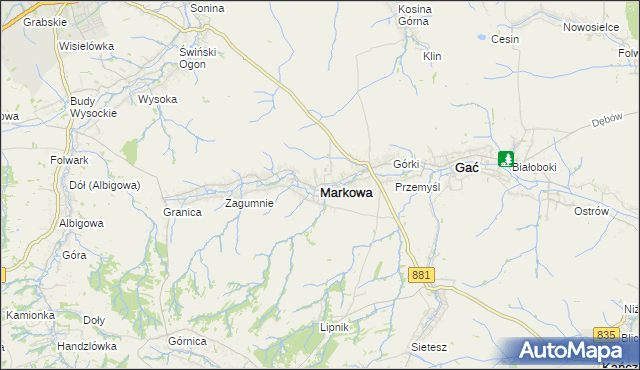 mapa Markowa, Markowa na mapie Targeo