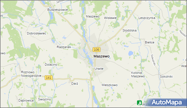 mapa Maszewo powiat goleniowski, Maszewo powiat goleniowski na mapie Targeo