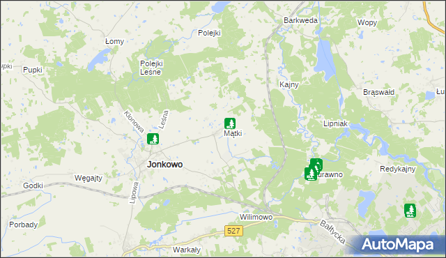 mapa Mątki gmina Jonkowo, Mątki gmina Jonkowo na mapie Targeo