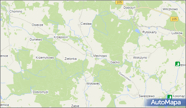 mapa Mechowo gmina Golczewo, Mechowo gmina Golczewo na mapie Targeo