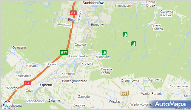 mapa Michniów, Michniów na mapie Targeo