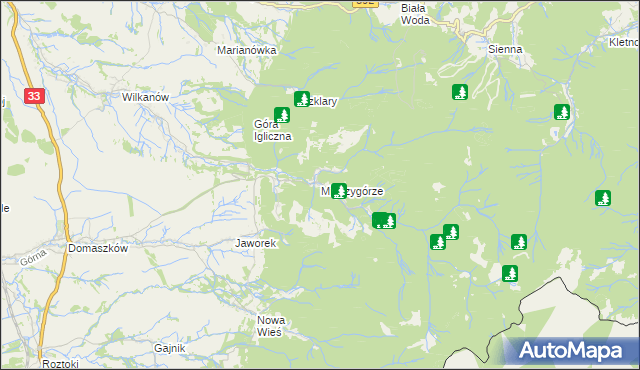 mapa Międzygórze gmina Bystrzyca Kłodzka, Międzygórze gmina Bystrzyca Kłodzka na mapie Targeo