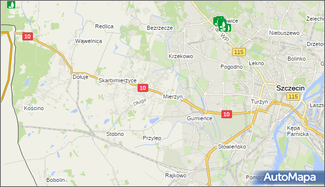 mapa Mierzyn gmina Dobra (Szczecińska), Mierzyn gmina Dobra (Szczecińska) na mapie Targeo