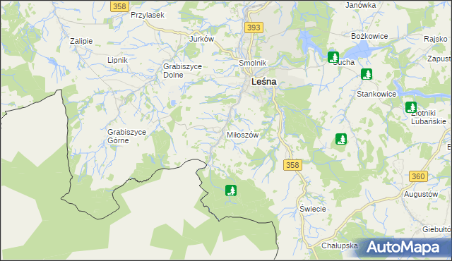 mapa Miłoszów, Miłoszów na mapie Targeo