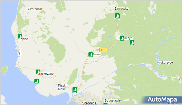 mapa Miłowo gmina Stepnica, Miłowo gmina Stepnica na mapie Targeo