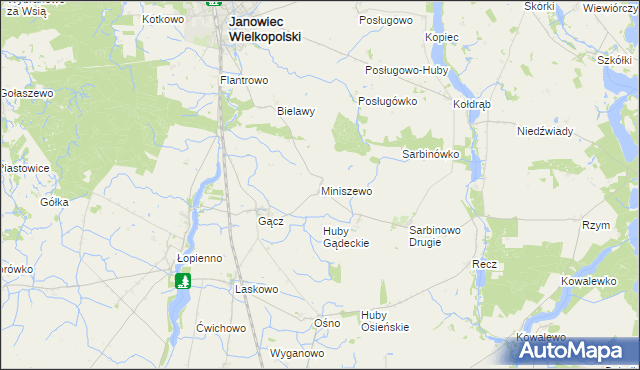 mapa Miniszewo, Miniszewo na mapie Targeo