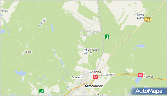 mapa Mirosławiec Górny, Mirosławiec Górny na mapie Targeo