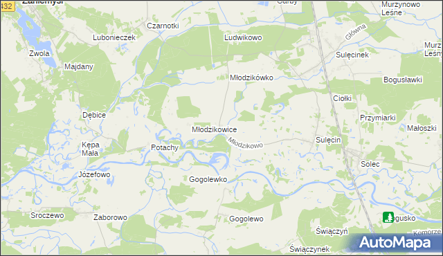 mapa Młodzikowo, Młodzikowo na mapie Targeo