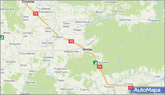 mapa Mniów, Mniów na mapie Targeo