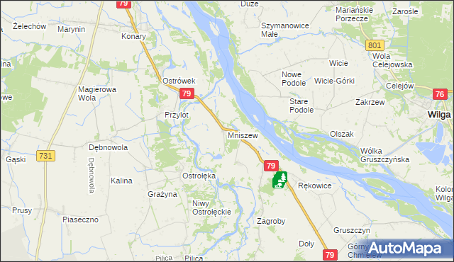 mapa Mniszew gmina Magnuszew, Mniszew gmina Magnuszew na mapie Targeo