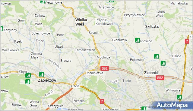 mapa Modlnica, Modlnica na mapie Targeo