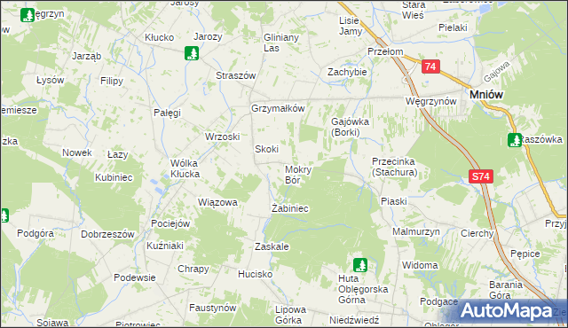 mapa Mokry Bór, Mokry Bór na mapie Targeo