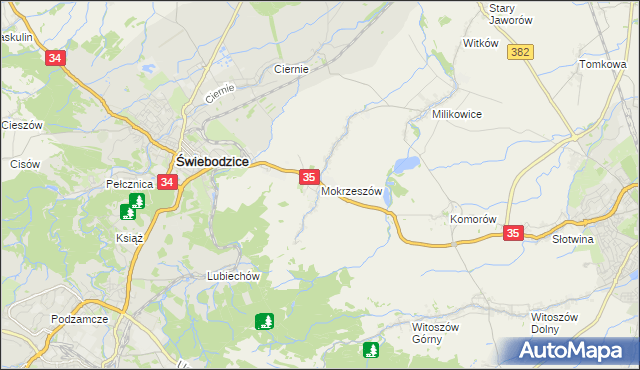 mapa Mokrzeszów, Mokrzeszów na mapie Targeo