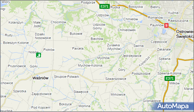 mapa Mychów, Mychów na mapie Targeo