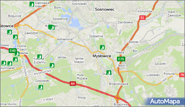 mapa Mysłowice, Mysłowice na mapie Targeo