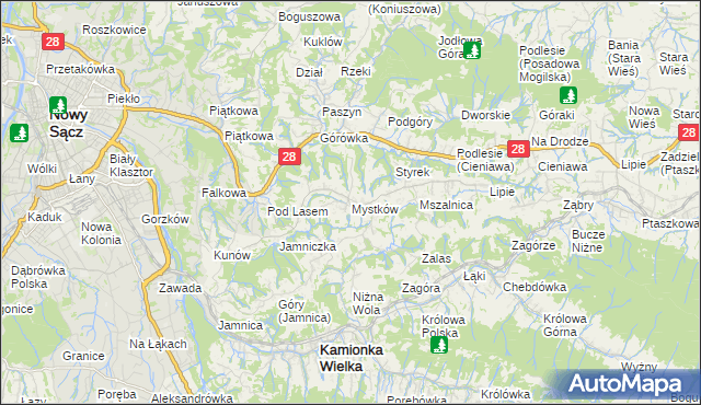 mapa Mystków, Mystków na mapie Targeo