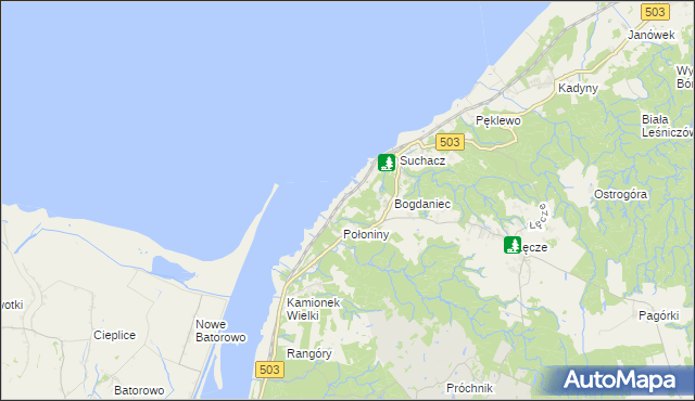 mapa Nadbrzeże gmina Tolkmicko, Nadbrzeże gmina Tolkmicko na mapie Targeo