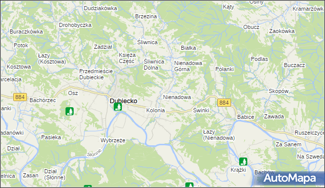 mapa Nienadowa, Nienadowa na mapie Targeo