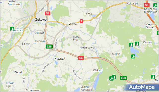 mapa Niestępowo, Niestępowo na mapie Targeo