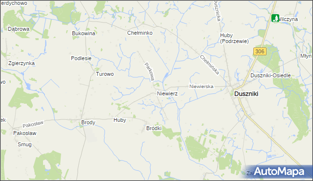 mapa Niewierz gmina Duszniki, Niewierz gmina Duszniki na mapie Targeo