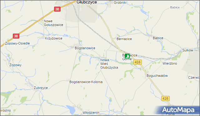 mapa Nowa Wieś Głubczycka, Nowa Wieś Głubczycka na mapie Targeo