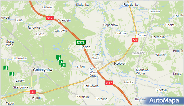 mapa Nowa Wieś gmina Kołbiel, Nowa Wieś gmina Kołbiel na mapie Targeo