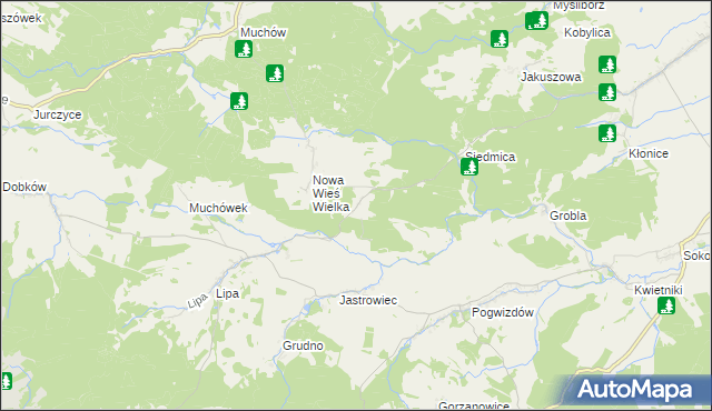 mapa Nowa Wieś Mała gmina Paszowice, Nowa Wieś Mała gmina Paszowice na mapie Targeo