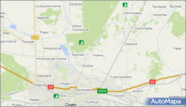 mapa Nowiny gmina Chełm, Nowiny gmina Chełm na mapie Targeo