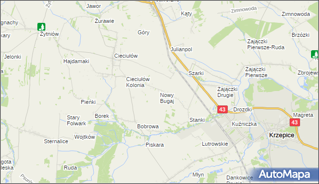 mapa Nowy Bugaj, Nowy Bugaj na mapie Targeo