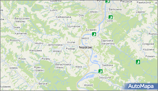 mapa Nozdrzec, Nozdrzec na mapie Targeo