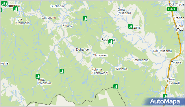 mapa Olchowiec gmina Dukla, Olchowiec gmina Dukla na mapie Targeo