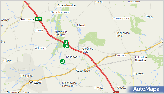 mapa Oleśnica Mała, Oleśnica Mała na mapie Targeo