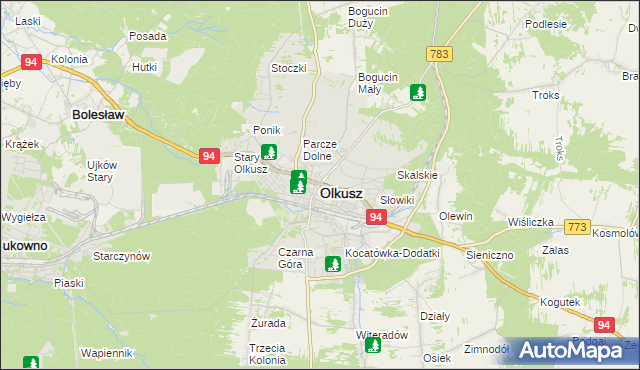 mapa Olkusz, Olkusz na mapie Targeo