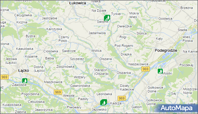 mapa Olszana, Olszana na mapie Targeo